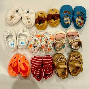 Multiple shoe sets. Newborn to 6 m
